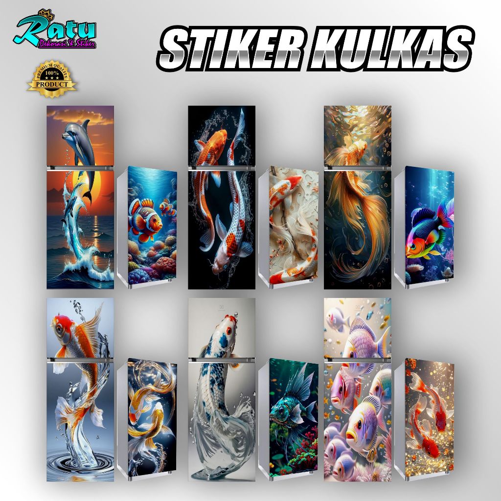 KUL 17 - สติ๊กเกอร์ปลา/ANIMALS FRIDGE / สติ๊กเกอร์ FRIDGE 1 ประตู 2 ประตู FRIDGE / สติ๊กเกอร์ MOTIF 