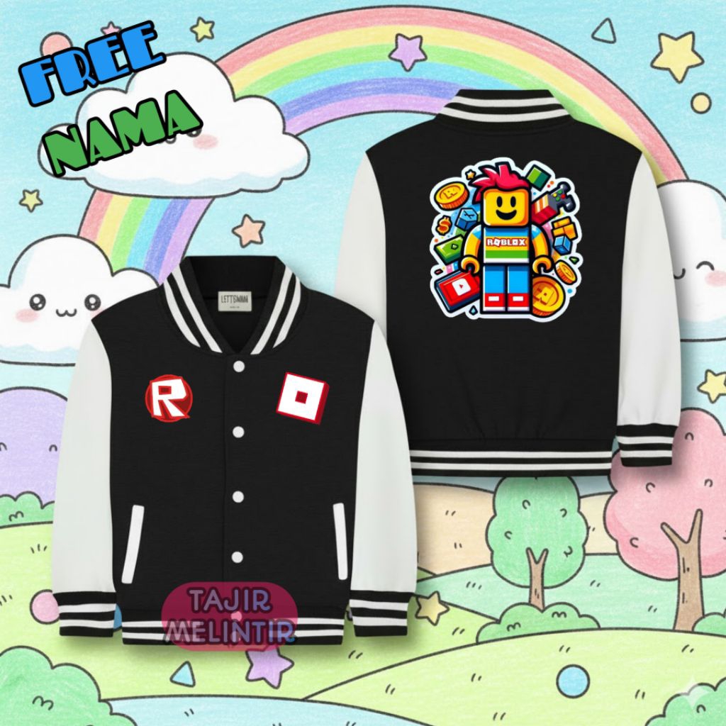 Roblox Kids Baseball Jacket / Roblox Varsity Jacket สําหรับเด็กอายุ 5 ปี