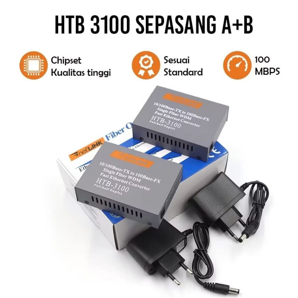 NETLINK HTB 3100 A/B เส้นใย OPTICAL MEDIA CONVERTER ด้านข้าง A & B