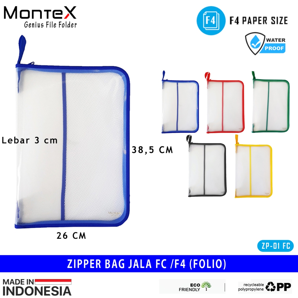 MONTEX ZIPPER BAG FOLIO F4 พลาสติกแผนที่ ZIPPER NET / ZP-01 F4 (SINGLE)