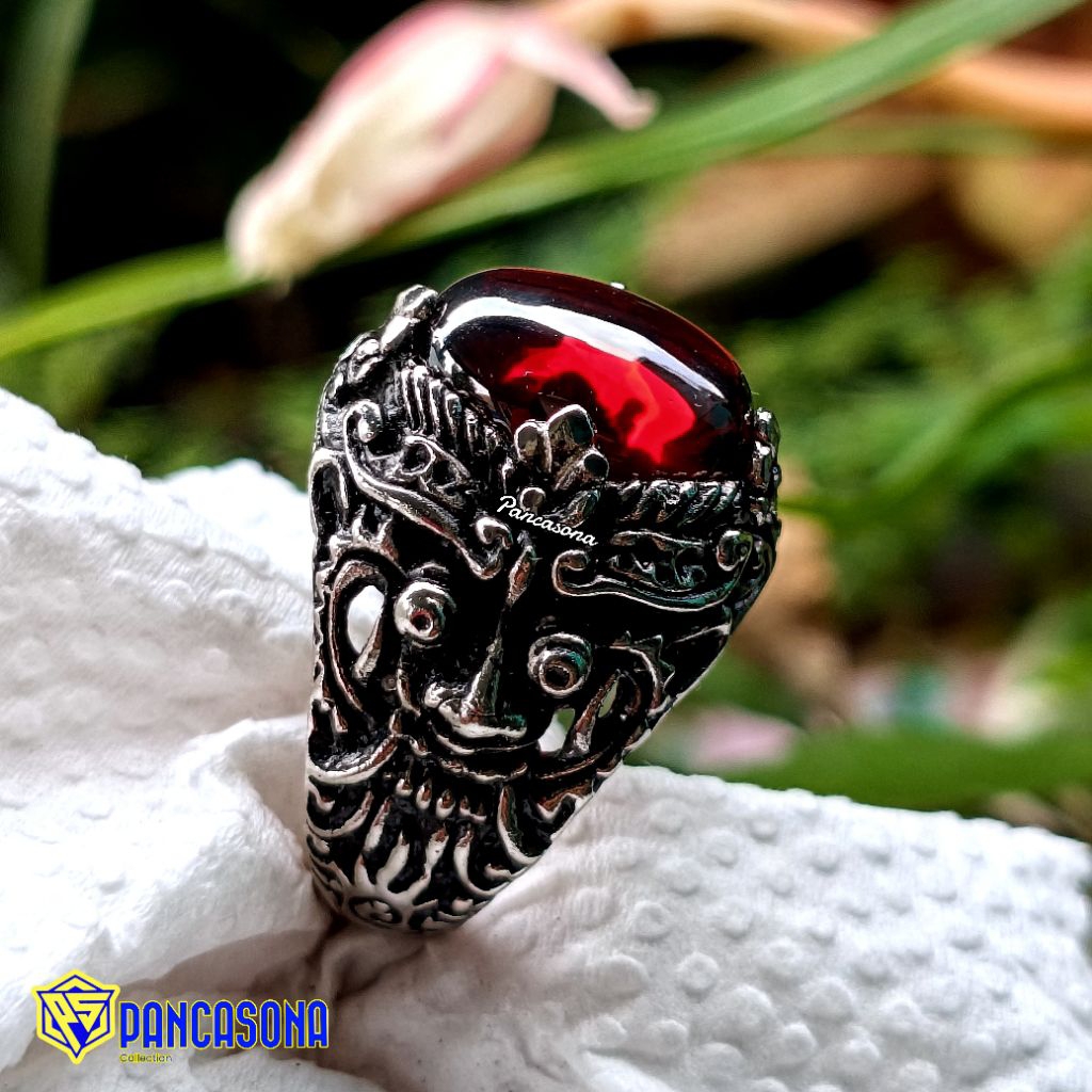 RED GARNET BALI AGATE STONE RING
