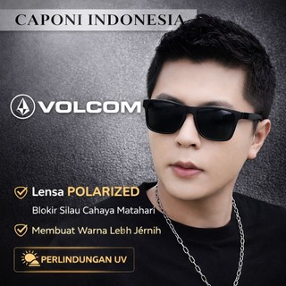 CAPONI VOLCOM Kacamata Polarized Pria Lensa Hitam Anti Uv Kaca Mata Anti Silau Siang Malam