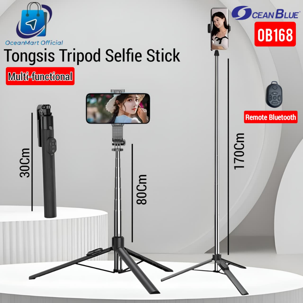 ขาตั้งกล้องโทรศัพท์มือถือชัตเตอร์ระยะไกล 170 ซม.tongis OB168 ไม้เซลฟี่แบบปรับได้ 360° ผู้สร้าง เนื้อ