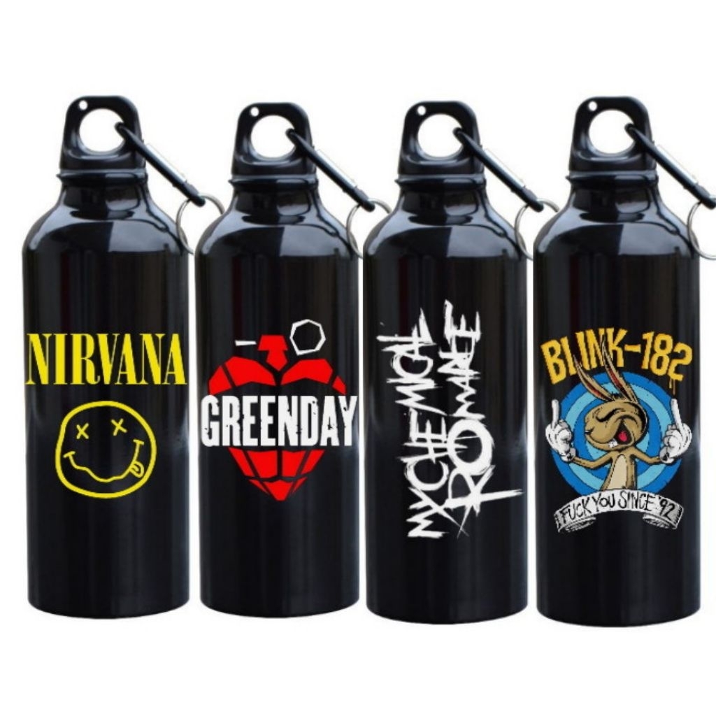 Nirvana band logo carbiner tumbler - ขวดดื่มโรแมนติกเคมีของฉัน - แก้วน้ําวันสีเขียว