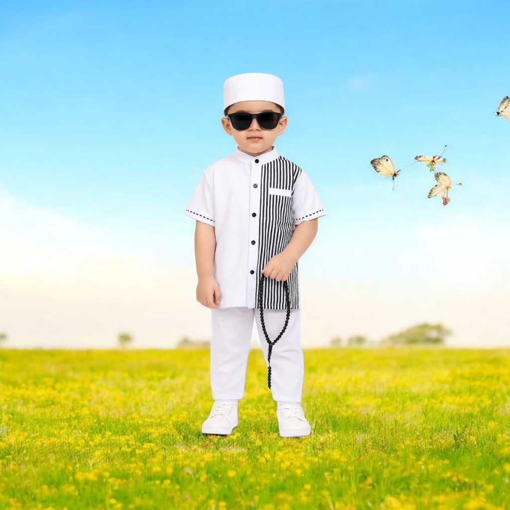 ขนาด สูท เด็กชาย 2 3 4 5 6 7 ปี เสื้อผ้าเด็กมุสลิมสมัยใหม่ ขนาด คุรตะ เด็ก - รูปที่ 5