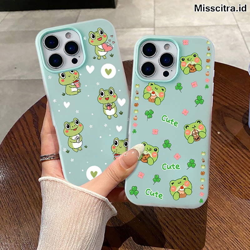 CASE CASING JELLY สี 2 IN 1 CUTE LOVE FROG สําหรับ REALME 5 5i 5S 7i 14 15T C11 C12 C15 C17 C20 C21Y