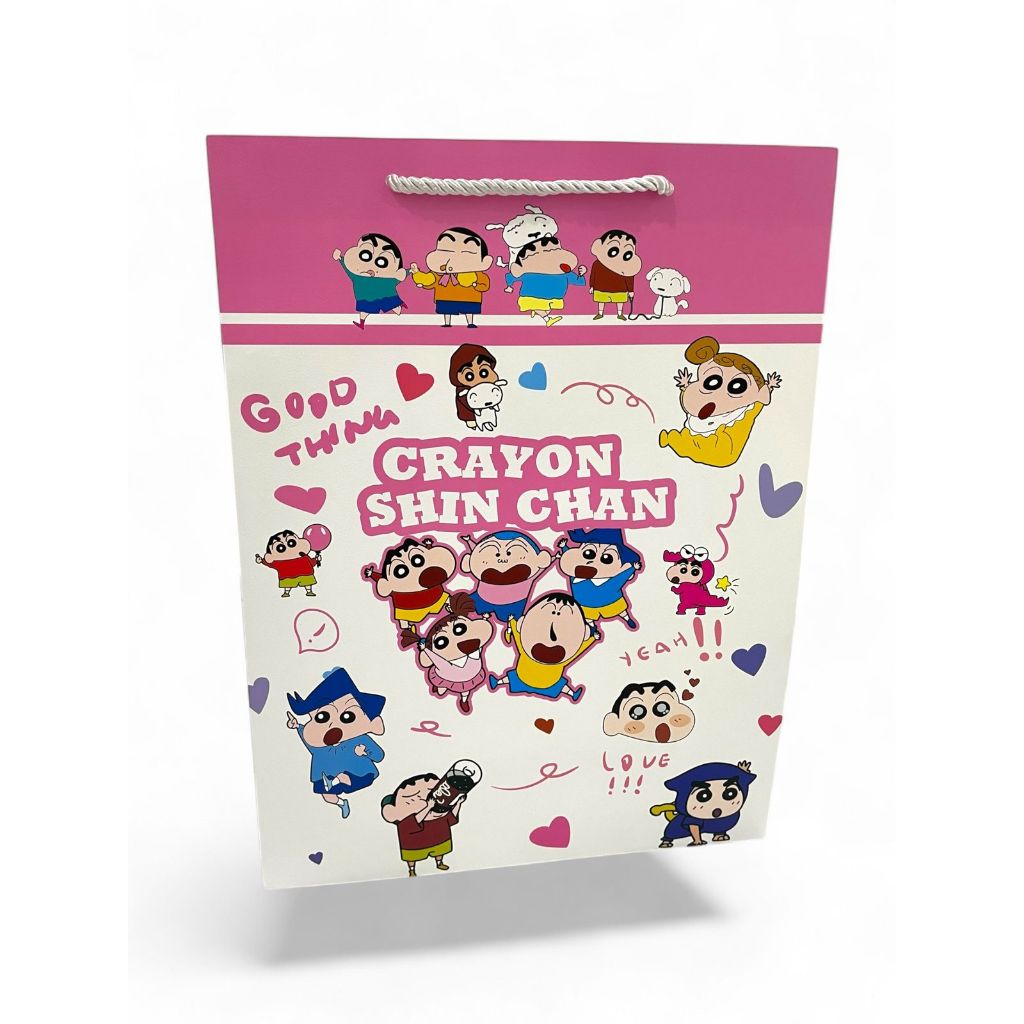 Paperbag ถุงกระดาษ ตัวอักษร sinchan sanrio ริบบิ้น