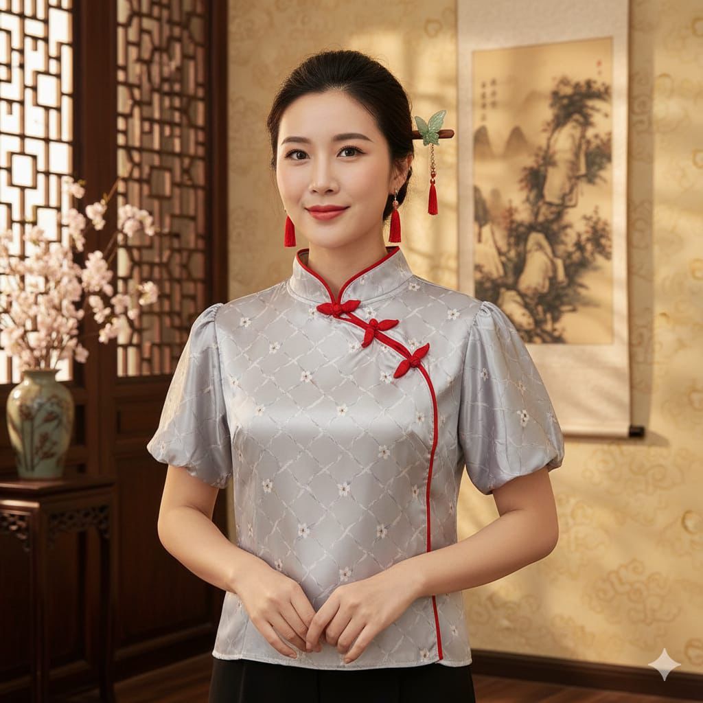 Qibao cheonghai Collar Blouse Top LD100cm