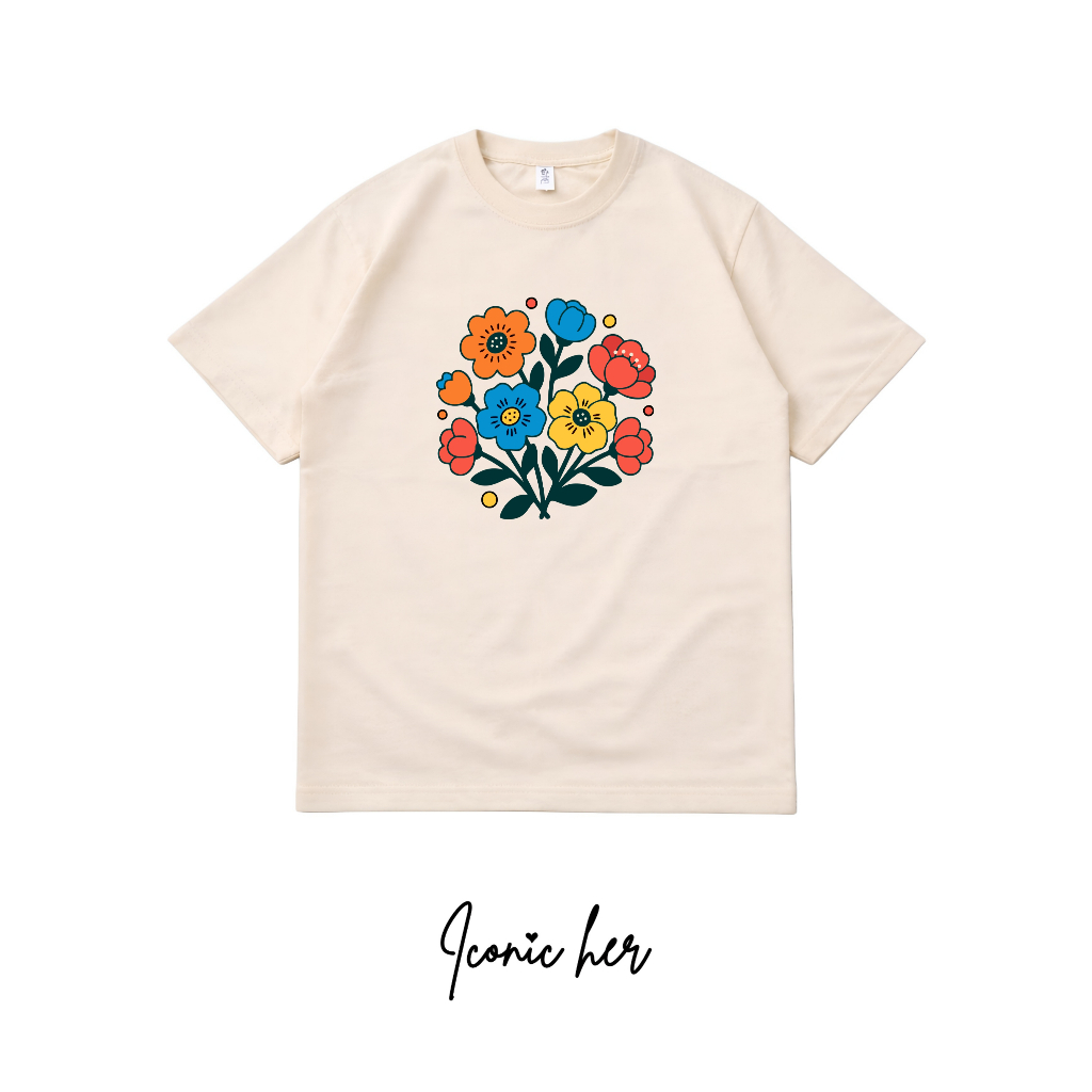 KATUN Iconic Her Womens Premium Cotton Aesthetic Flower T-Shirt