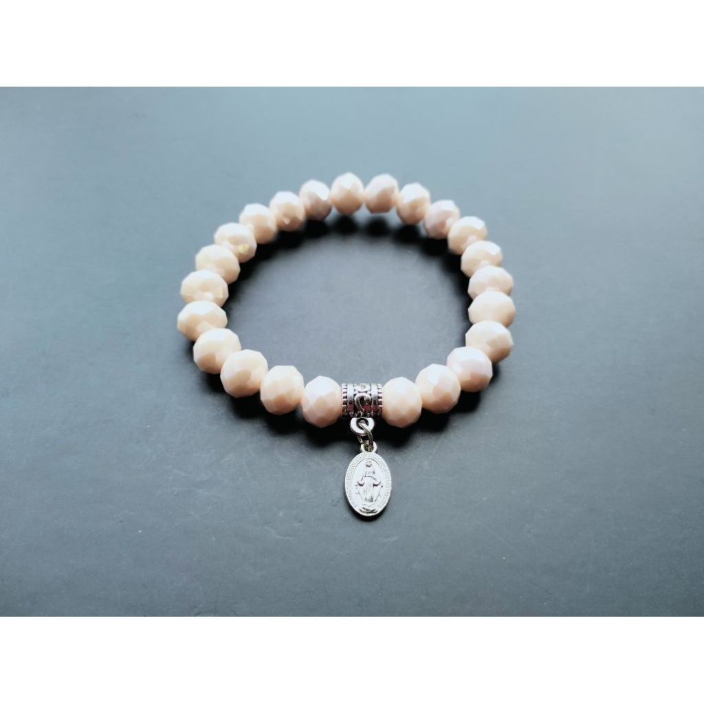 G1168 MOTHER MARY BRACELET HEAVY PEARL CZECH CRYSTAL DOFF COKSU LUXURY 10MM CATHOLIC