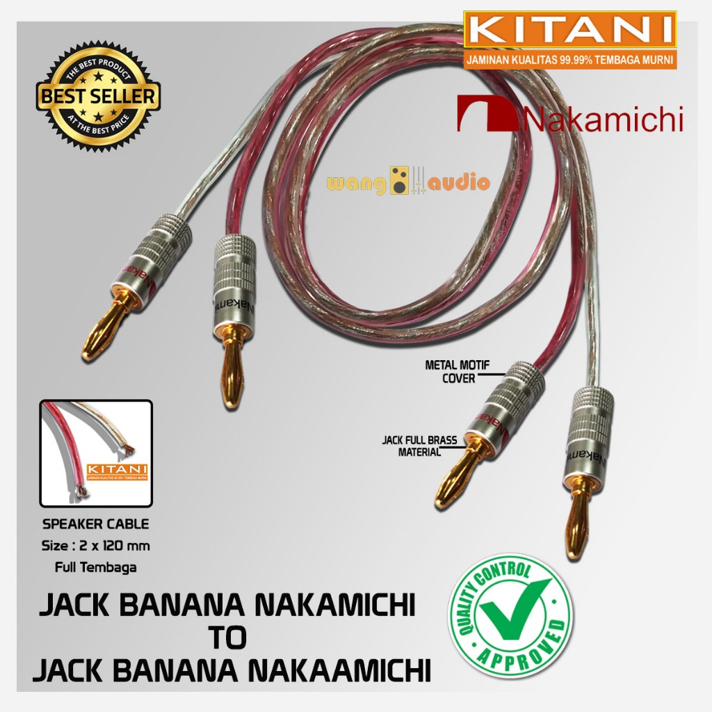 KITANI 2x120 - สายสัญญาณเสียง / สายลําโพงใส 2x Jack Banana Nakamiichi to 2x Jack Banana Nakamichi - 