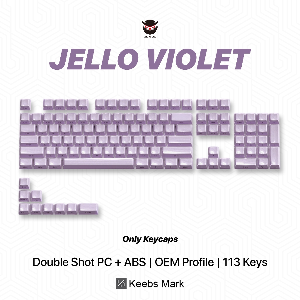 XVX Jello Violet Translucent Keycaps โปรไฟล์ OEM 113 คีย์คีย์บอร์ดแบบกลไก