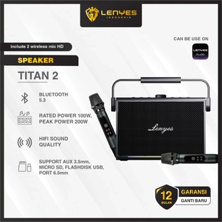 LENYES TITAN 2 200W Outdoor KTV Wireless Speaker + Microphone Karaoke Bluetooth 5.3 High Power Bass Subwoofer RGB Light TWS