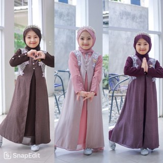 Gamis anak Aisha kids(set khimar)Gamis anak Umur 3-12 Tahun model terbaru 2026/Baju lebaran motif anak cantik kekinian