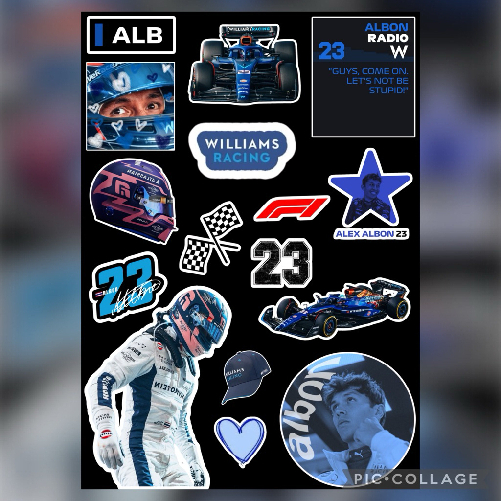 สติ๊กเกอร์สูตร 1 Williams Racing Alexander Albon | ไวนิลกันน้ํา 16 ชิ้น