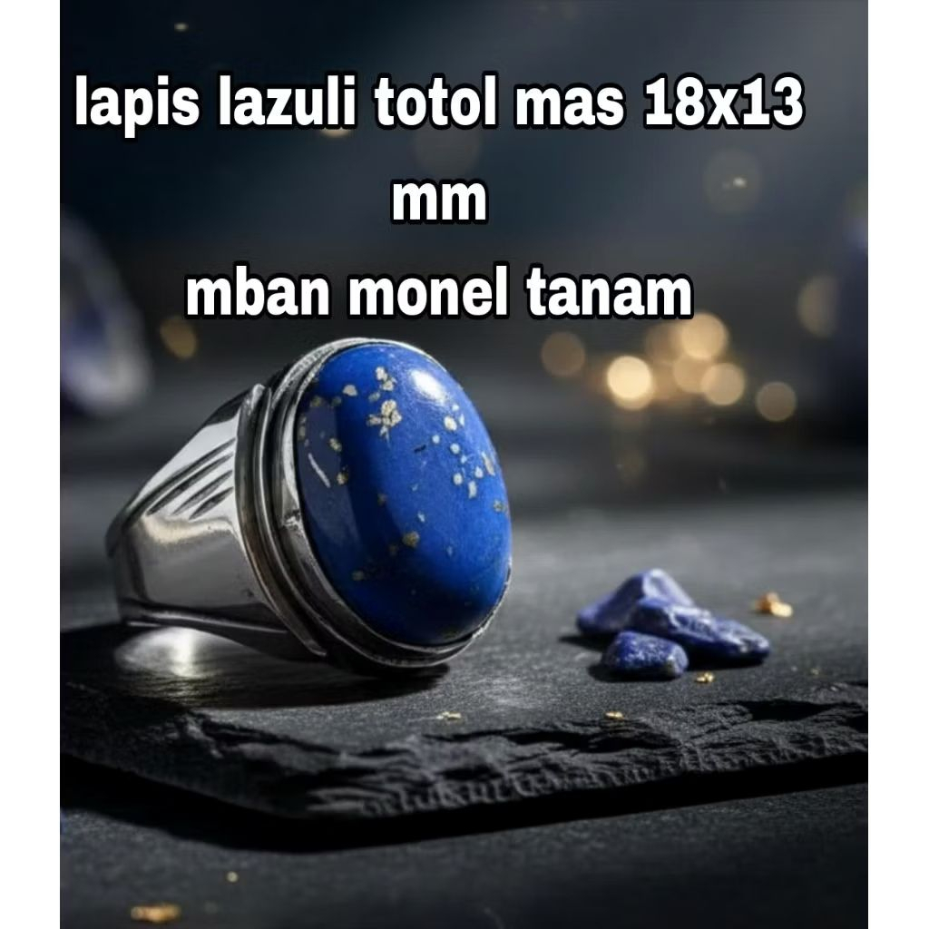 MONEL RING AGATE STONE LAYER LAZULI TOTOL MAS 18X13 MM