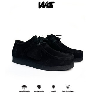 Walead And Sun - Sepatu Pria Wallabee Formal Kasual Material Full Suede Hitam