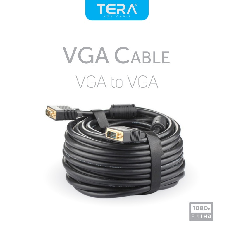 TERA VGA to VGA Gold Plated Cable คุณภาพสูง Full HD 1080P VGA Gold Plated Cable 1.5m, 3m, 5m และ 10m