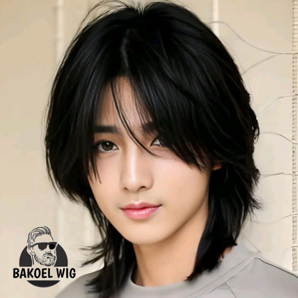 KOREAN MENS WIG WITH SHORT HAIR สไตล์ WOLFCUT MULLET รหัส A5