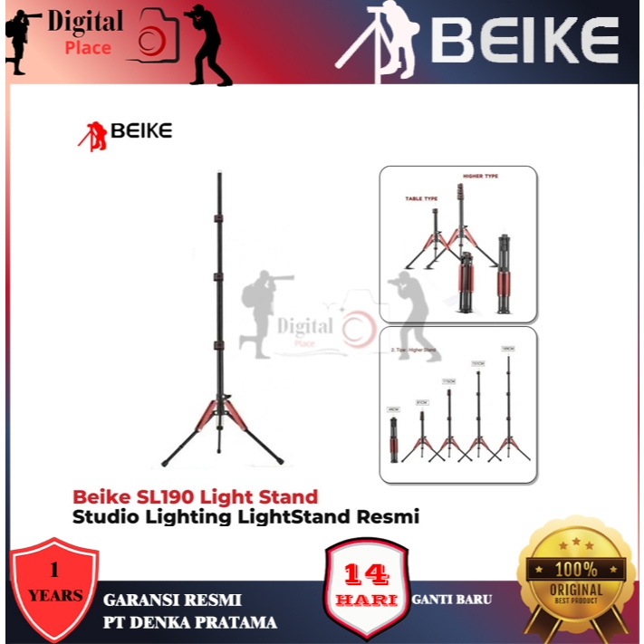 BEIKE SL190 ขาตั้งไฟอลูมิเนียมอัลลอยด์ใหม่ 4 คอลัมน์ 5 กก. 49-189 ซม.กลางแจ้งในร่ม