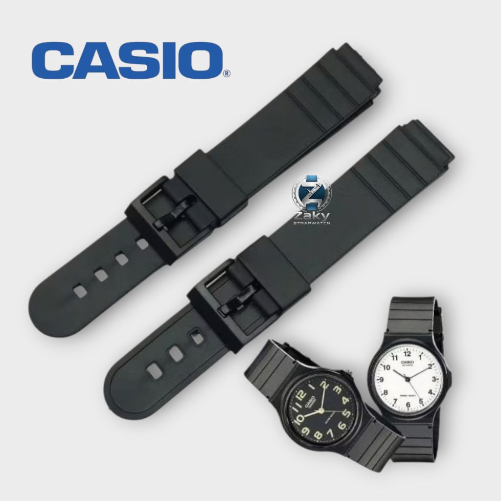 Casio MQ24 MQ-24 MQ 24 สายยาง สายนาฬิกาสีดํา