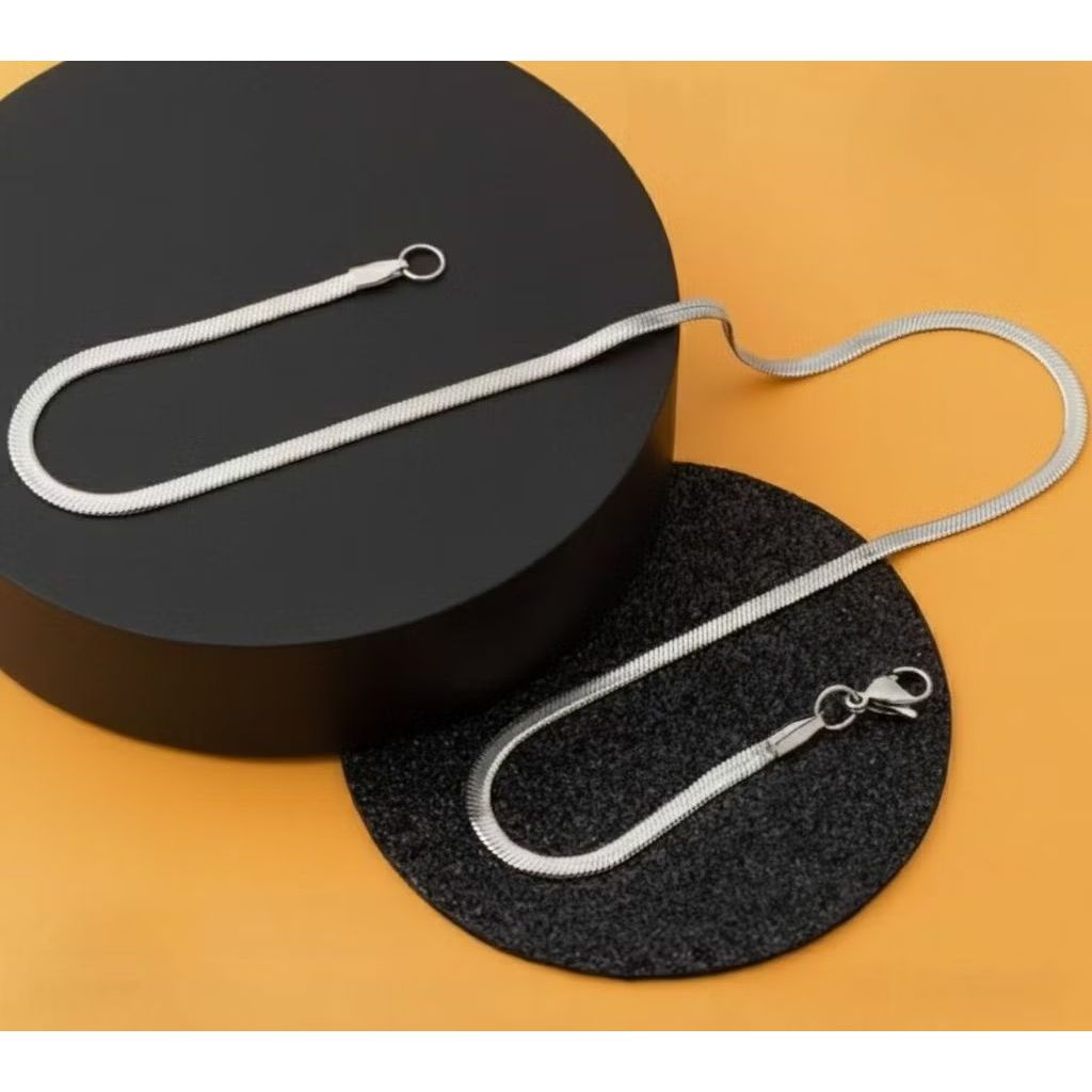 MESIN Titanium สร้อยคอโซ่เครื่อง italy eel แบนรอบผู้ชายผู้หญิงป้องกันสนิม