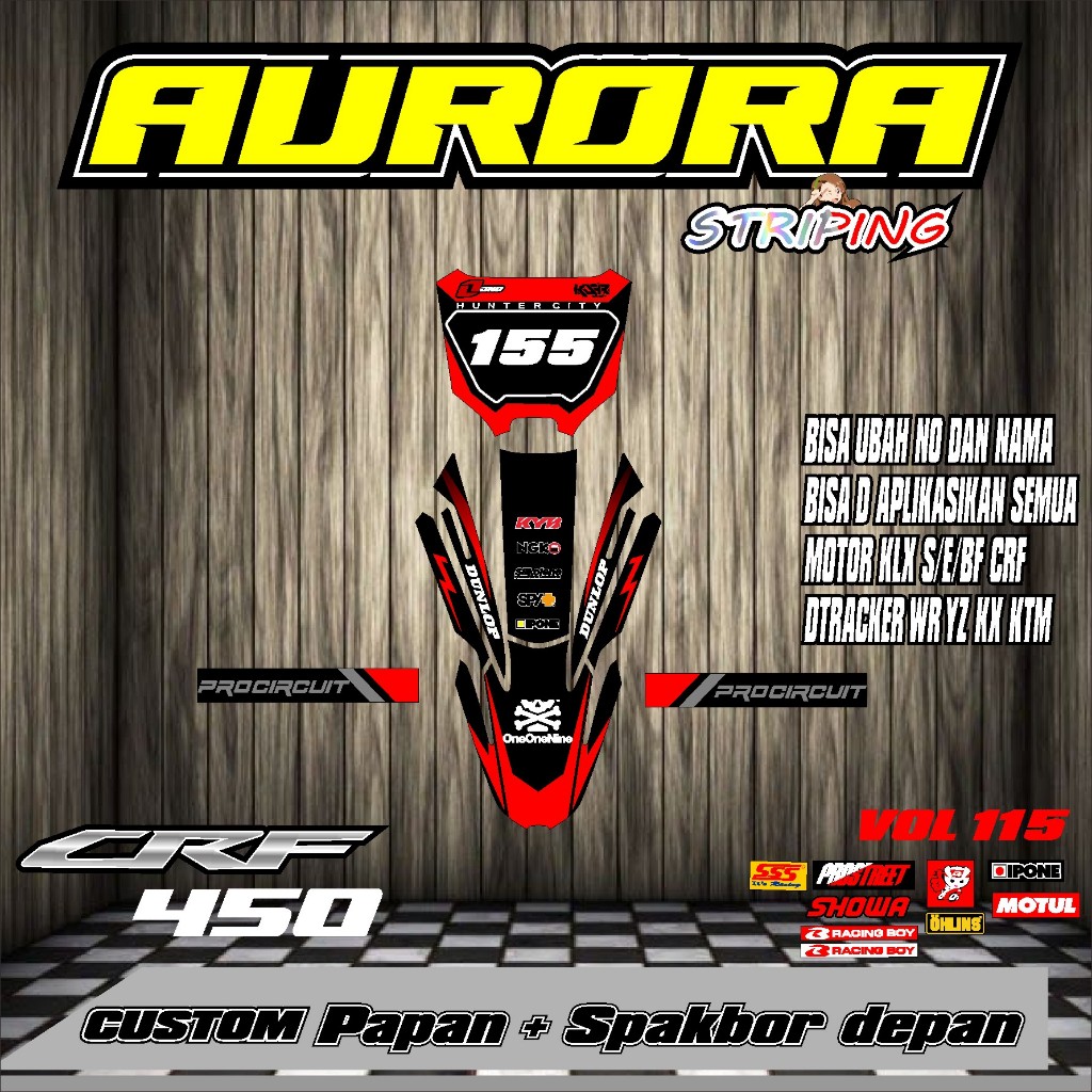 ใหม่ล่าสุดสติ๊กเกอร์ START NUMBER PLATE + FRONT FENDER CRF 450 KX KLX 150 KLX BF KLX GORDON DTRACKER