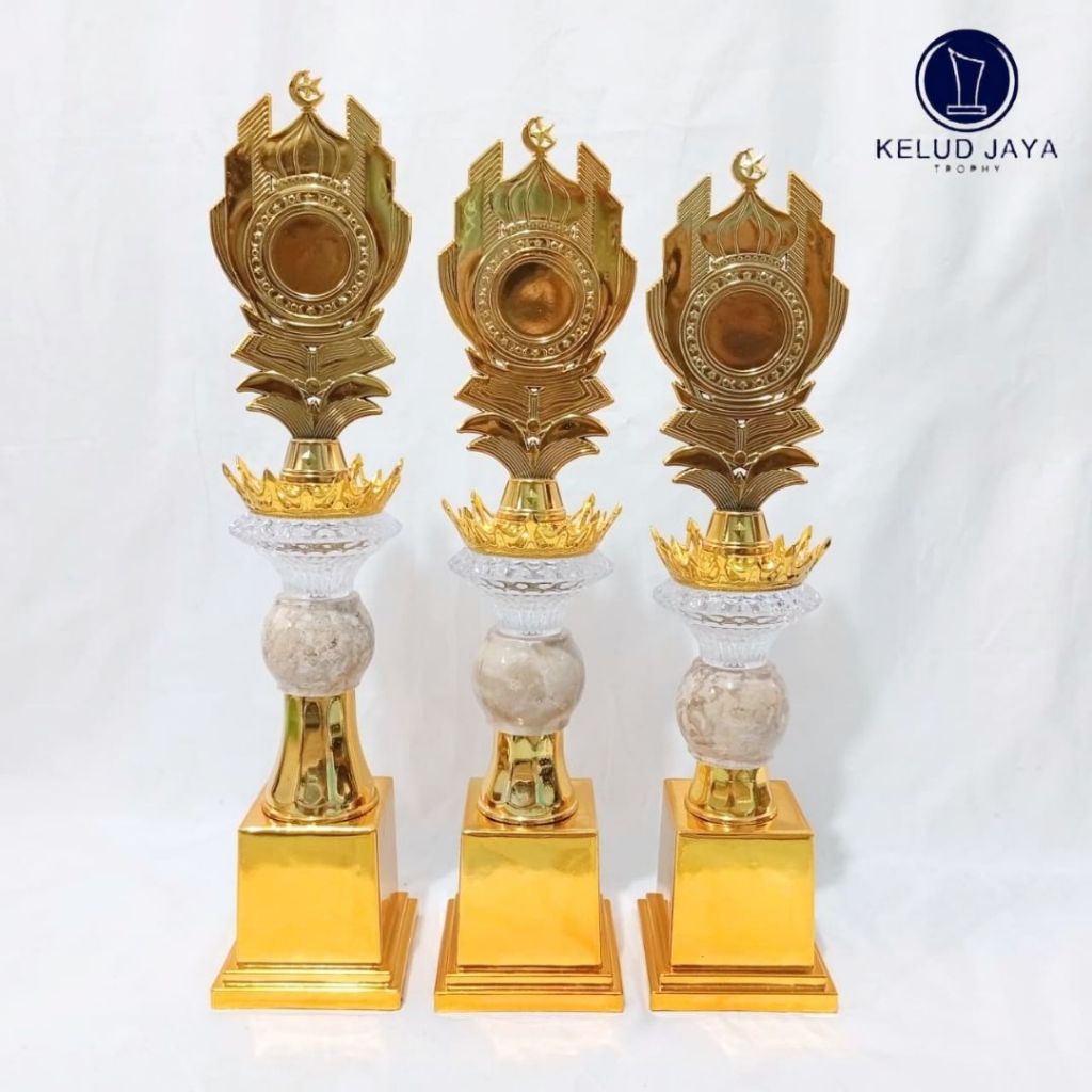 ใหม่ล่าสุด ISLAMIC MOSQUE TROPHIES INDIVIDUALLY AND SET (CODE B2) HEIGHT 49 - 45 CM | BLACK AND GOLD
