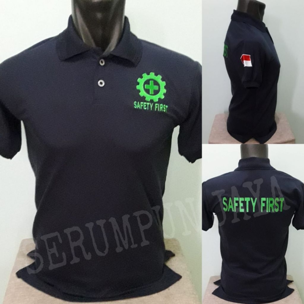 SAFETY FIRST NAVY FULL EMBROIDERY T-SHIRT - SAFETY FIRST NAVY SHORT SLEEVE EMBROIDERED T-SHIRT - SAF