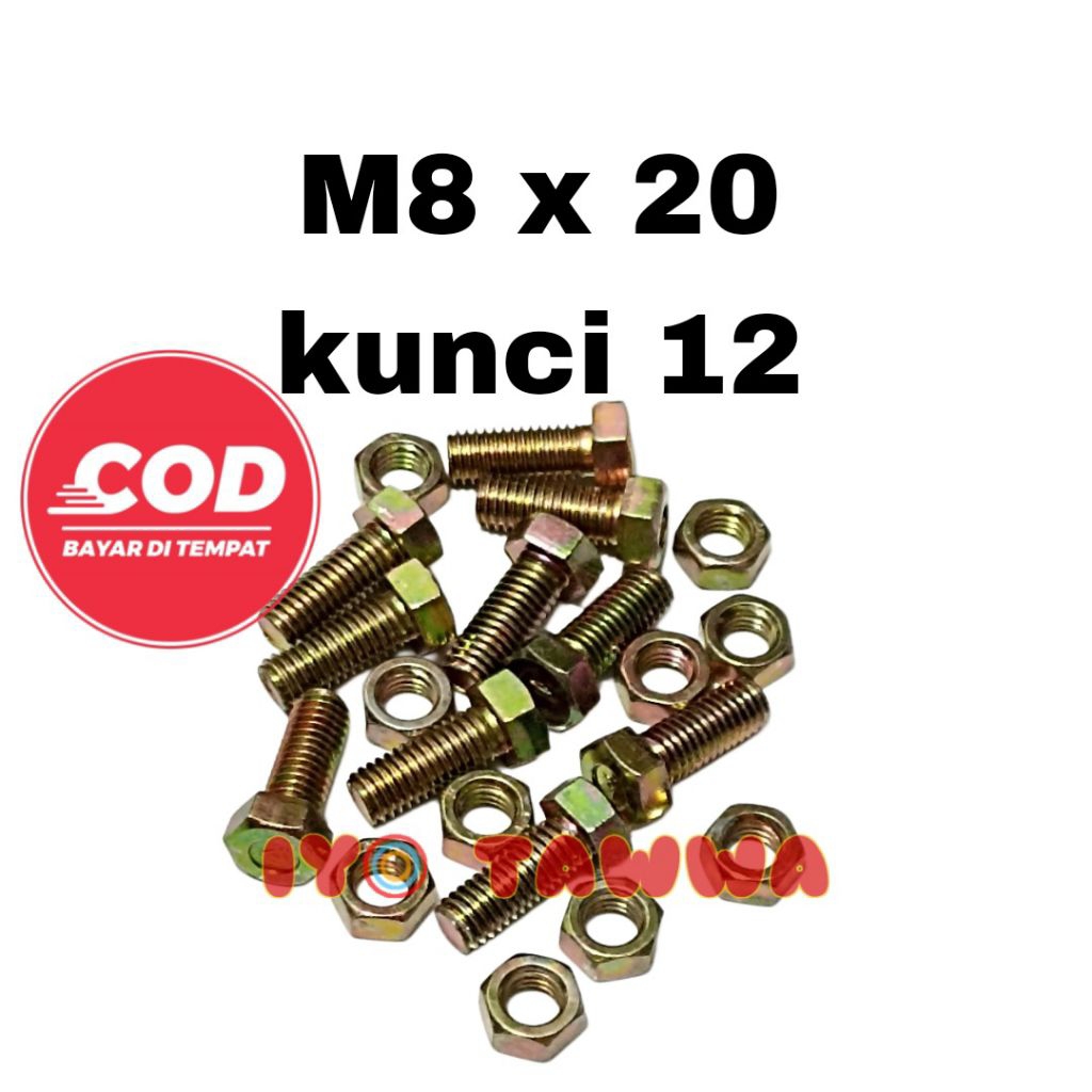 น็อตและน็อต M8x20 กุญแจ 12 (10 ชิ้น)