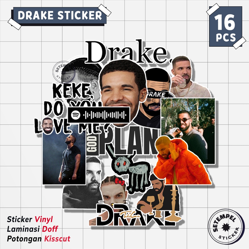 DRAKE สติ๊กเกอร์แพ็ค 16 ชิ้น | สติ๊กเกอร์ไวนิล Drake
