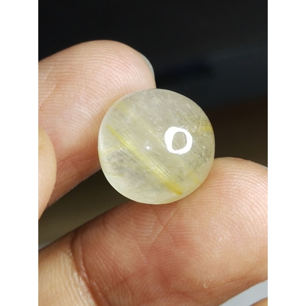 Natural Golden Rutilated Quartz Memo 13 x 13 x 6.8 มม. 10 Ct Gold Hair Amethyst Round Cabochon Round