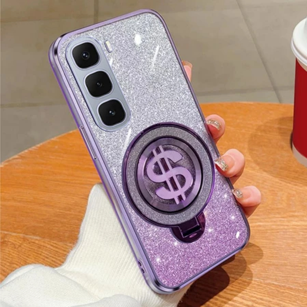 HP INFINIX HOT 60 60I 60 PRO PLUS Glitter Dollar Ring Stand เคสชาร์จไร้สาย
