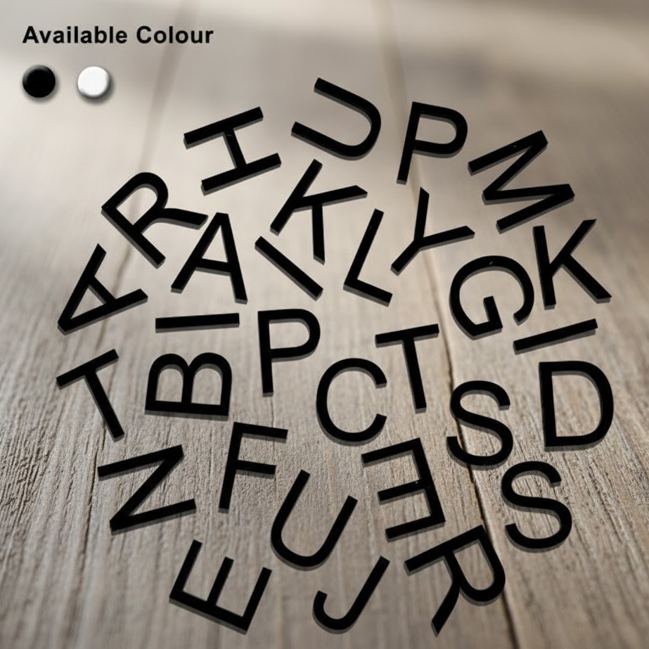 BLACK / WHITE ACRYLIC ALPHABET RAISED LETTERS