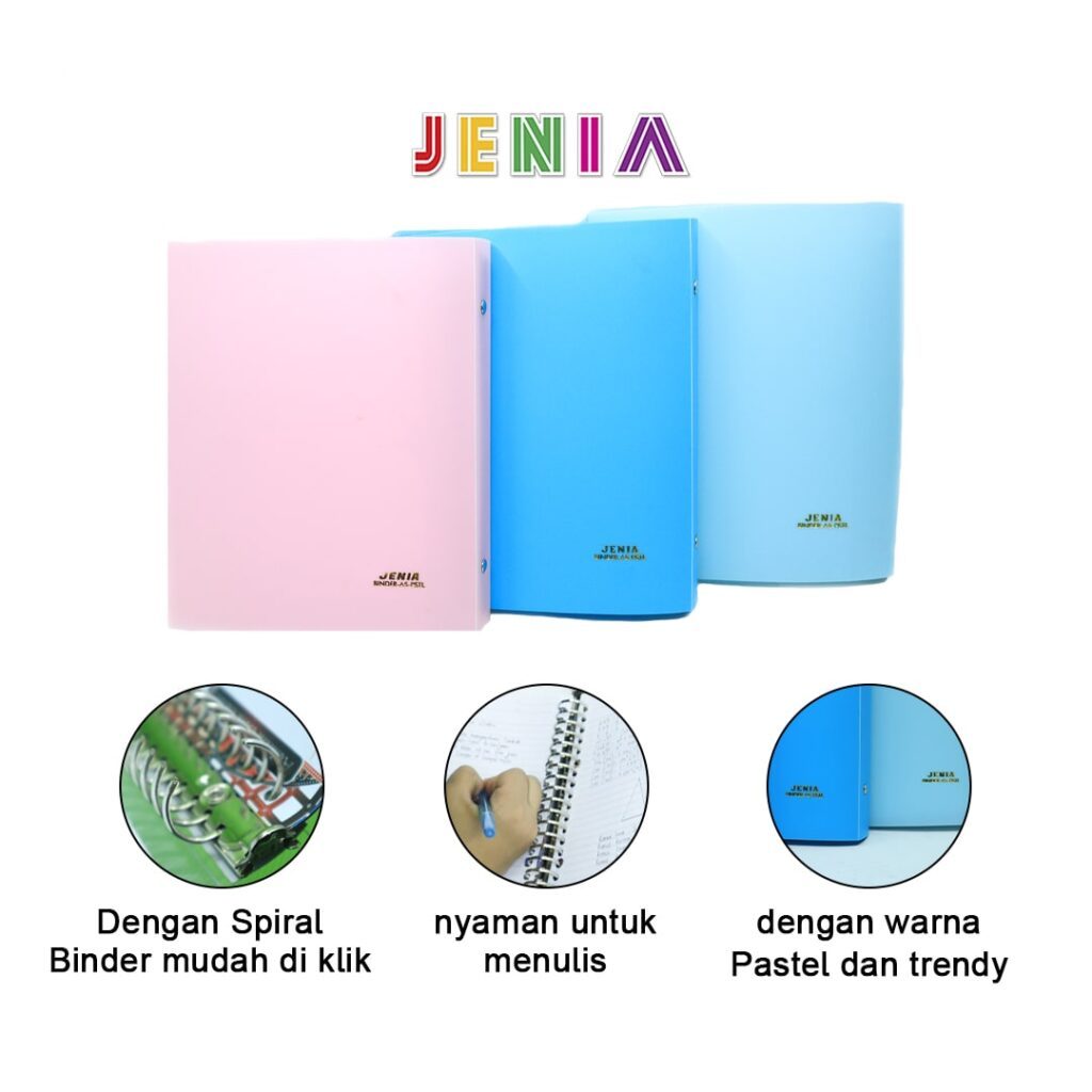 Jenia B5 Ring Binder Folder สีพาสเทล ดีไซน์น่าดึงดูด แหวนหนา