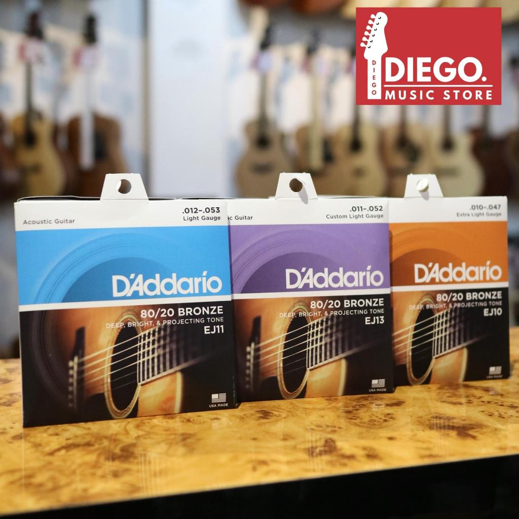 D'ADDARIO สายกีต้าร์โปร่ง DAddario EJ10, EJ11, & EJ13 Made In USA Original