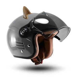 Helm Bipplast Fantasy V2 Bogo Retro Full Face Keren dengan Kuping Kucing Lucu SNI