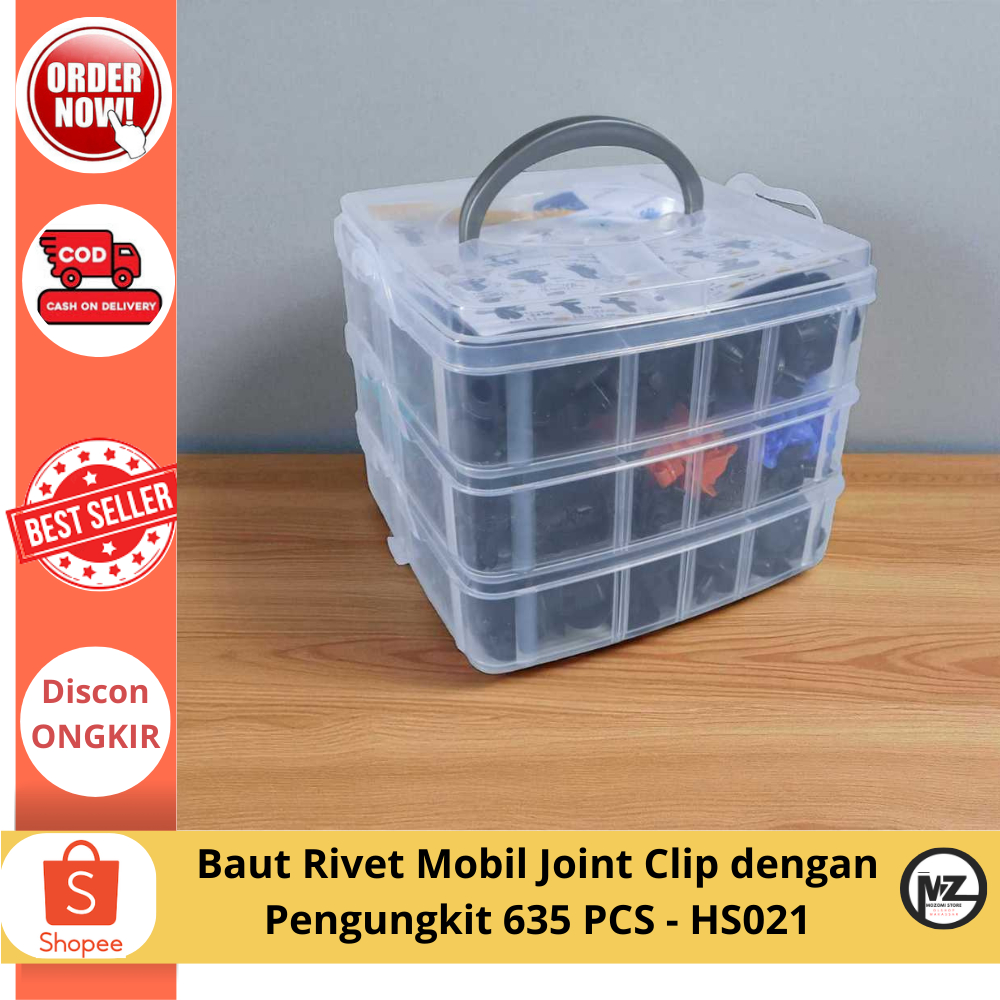 คลิปข้อต่อสลักเกลียวหมุดย้ํารถยนต์พร้อมคันโยก 635 ชิ้น - HS021