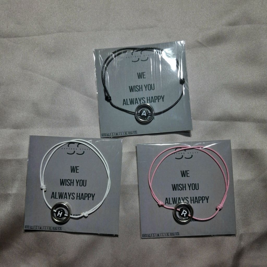 SAPIENSSTUFF INIAL STRAP BRACELET WITH RING / ALPHABET STRAP BRACELET / COUPLE BRACELET