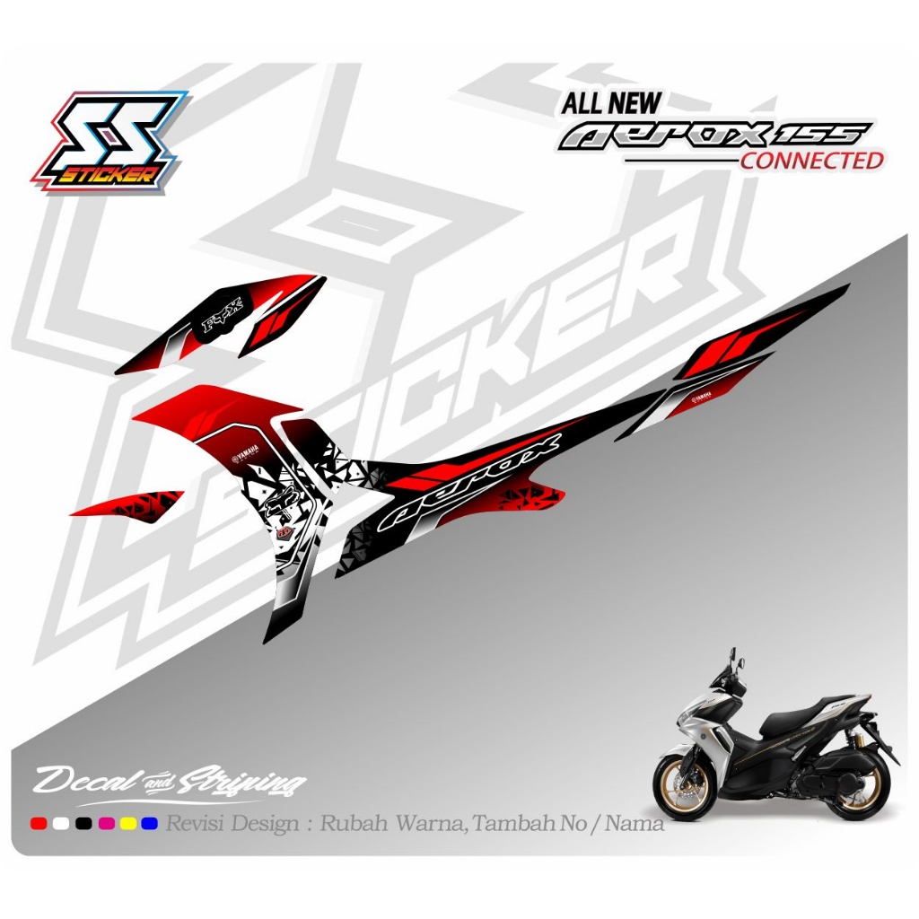 Yamaha Aerox 155 Connected Full Design 27 Motorcycle Striping Sticker