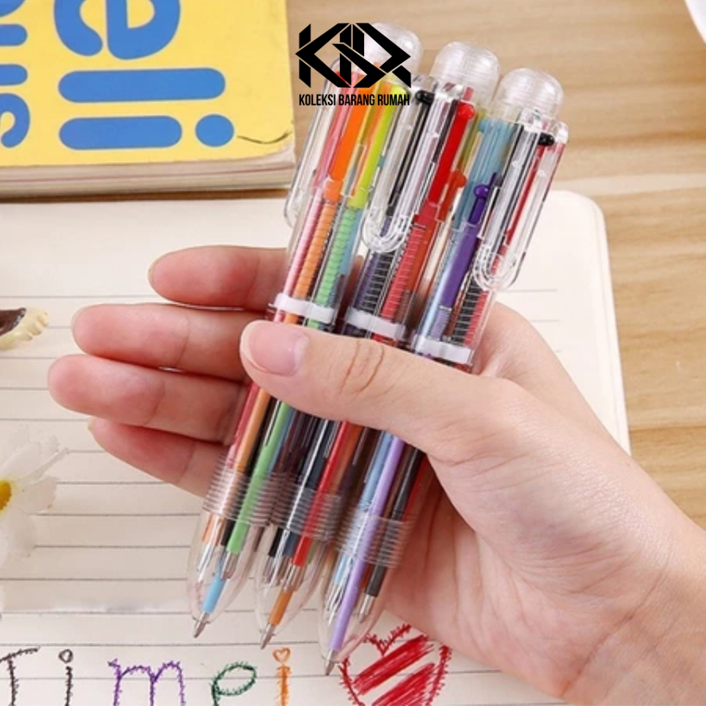 KBR ปากกาลูกลื่นใส 6 สี Six-in-One Color S048