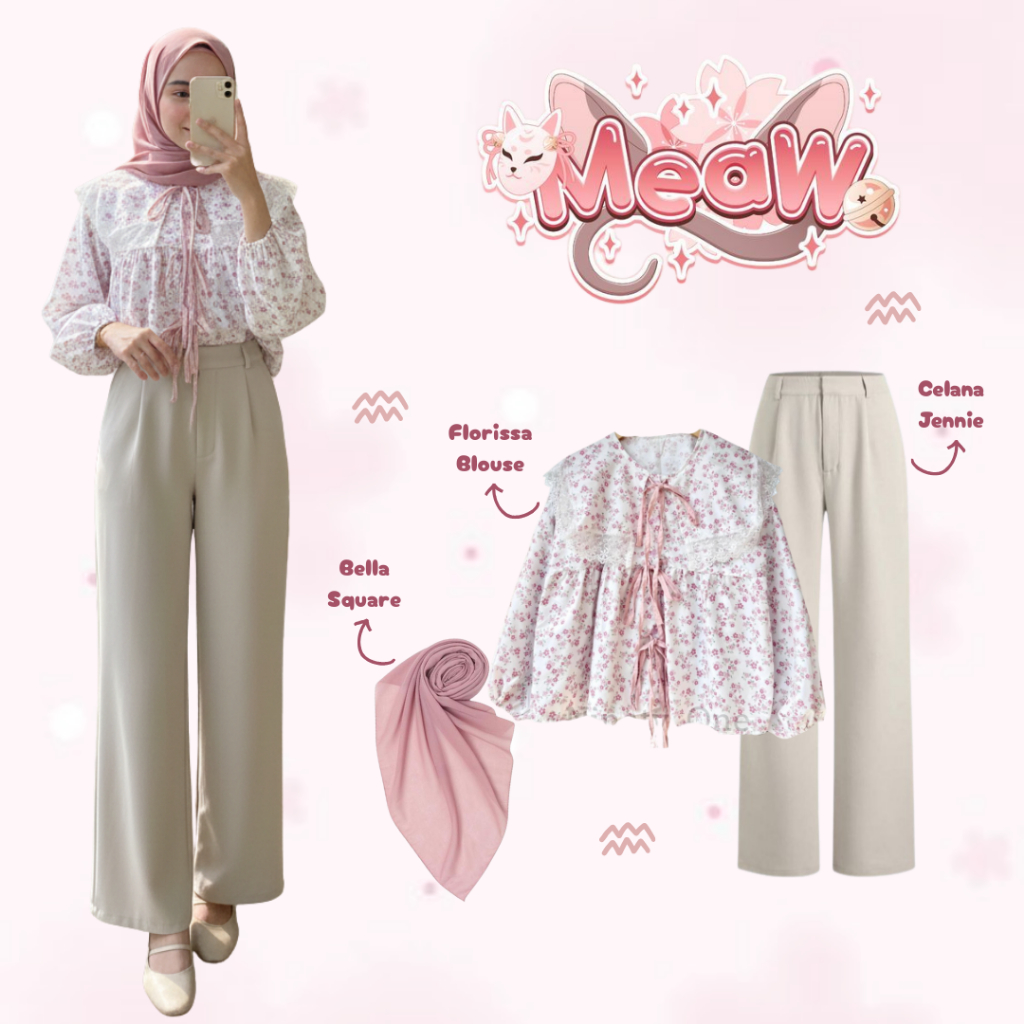 กระแส TEENAGE Outfit | เสื้อ Florissa + กางเกง Jennie + Bella Square | แฮงเอาท์ 3in1 - NW34
