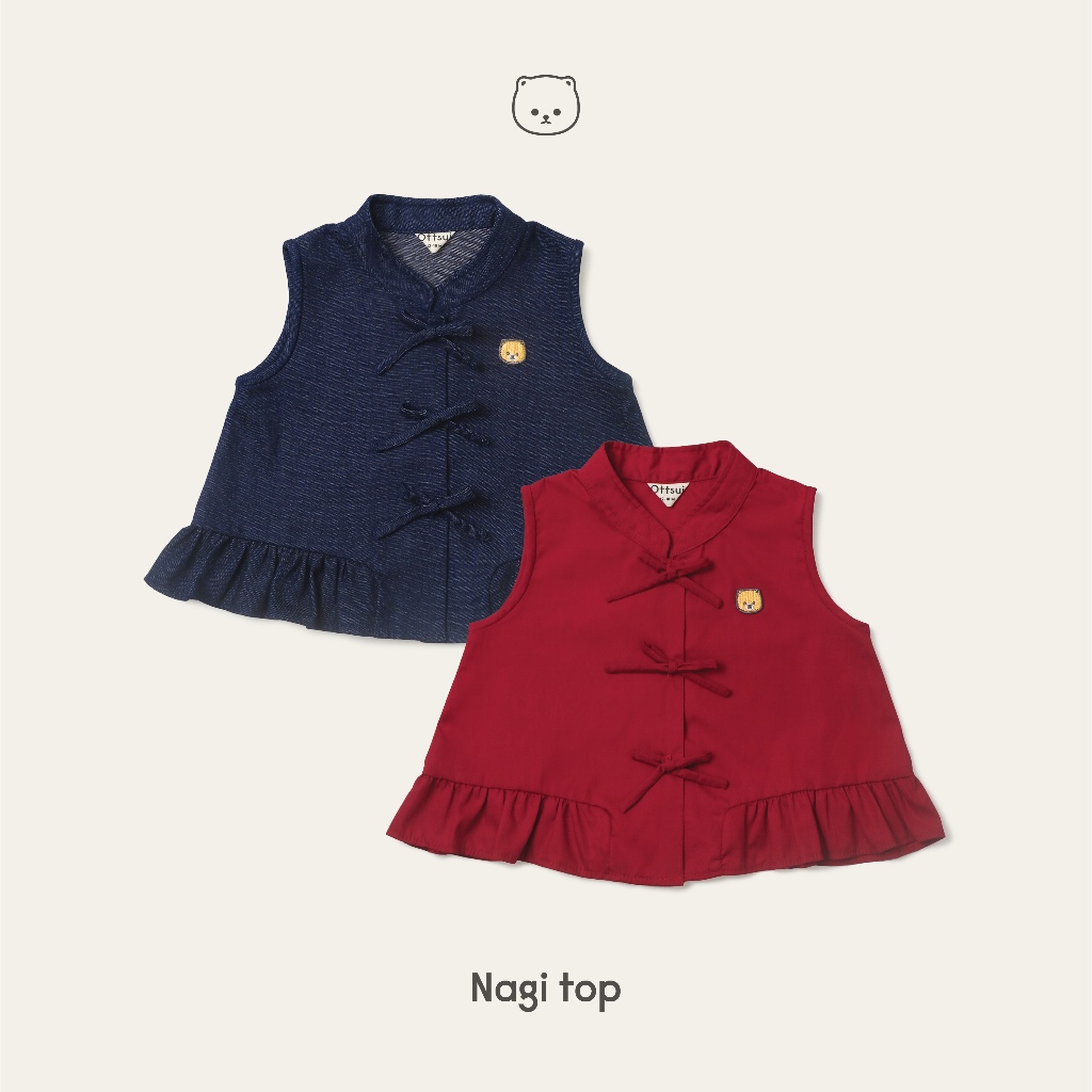 KATUN Ottsui - Nagi Top - ตรุษจีน Qipao Denim Cotton Blouse Top for Girls