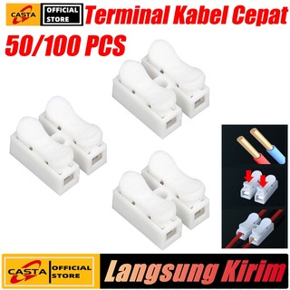 CASTA 50/100PCS Kabel Terminal Quick Connector Quick Connect 2 Wire Connector Spring Terminal Sambungan Kabel Listrik Cable Sambung