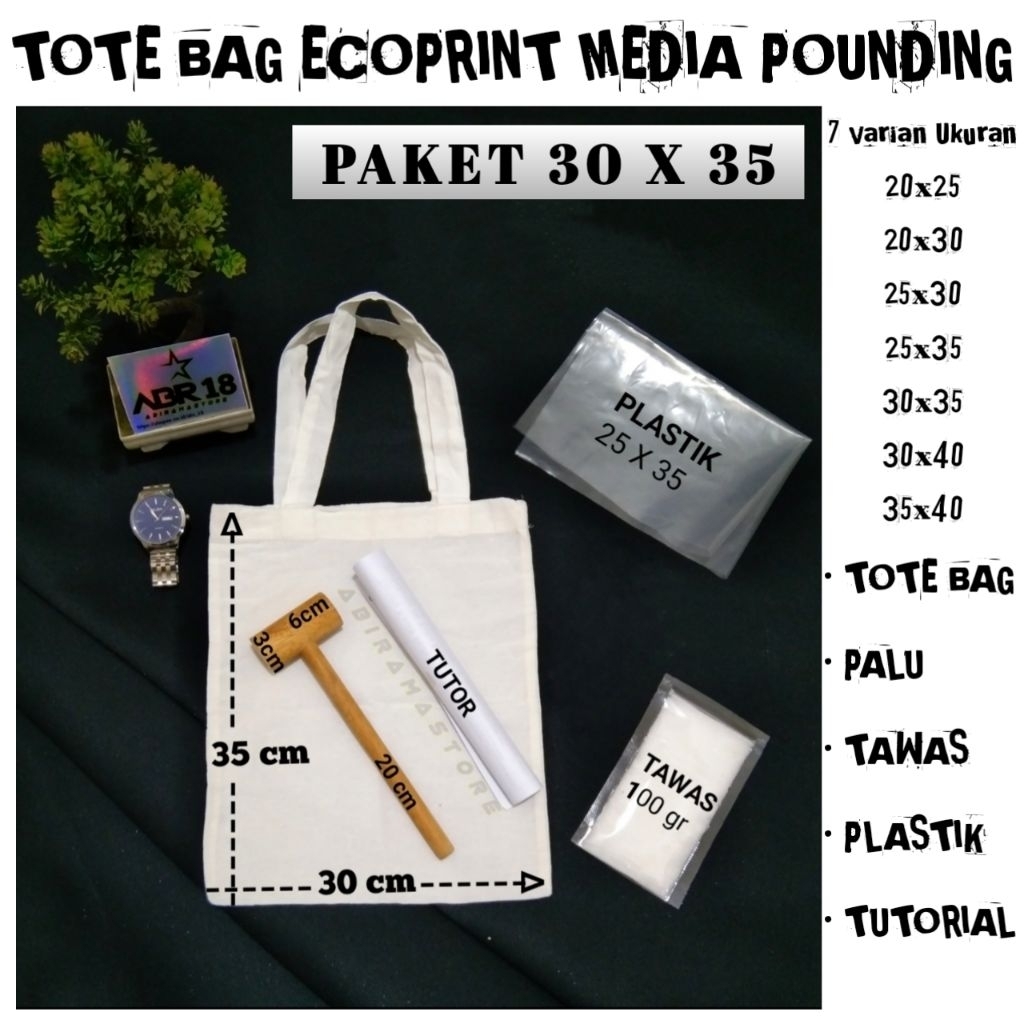 Ecoprint Tote Bag Package 30x35 Complete P5 Craft Pounding Media