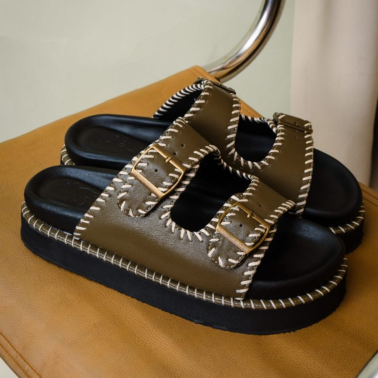 Hugidong - Sandya Sandal Platform Jade - รองเท้าแตะส้นแบน