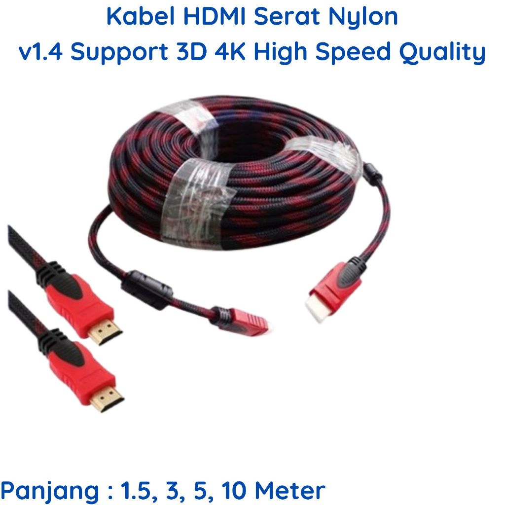 สาย HDMI 1.5 เมตร 3 เมตร 5 เมตร 10 เมตร Ver 1.4 คุณภาพสูงสายชุบทองไนลอน HDTV AV ชายกับชายสนับสนุน 3D