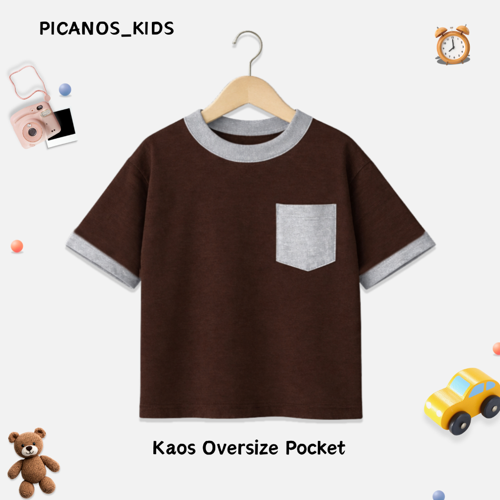 PICANOS KIDS - เสื้อยืดเด็ก Coffee / เสื้อยืด Oversize สําหรับเด็ก / เสื้อยืดเด็กกระเป๋า 30S PS019