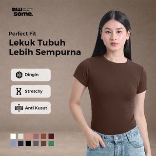 Awsome Kaos Polos Perfect Fit Premium Cotton Cloud Women Fitted Tshirt