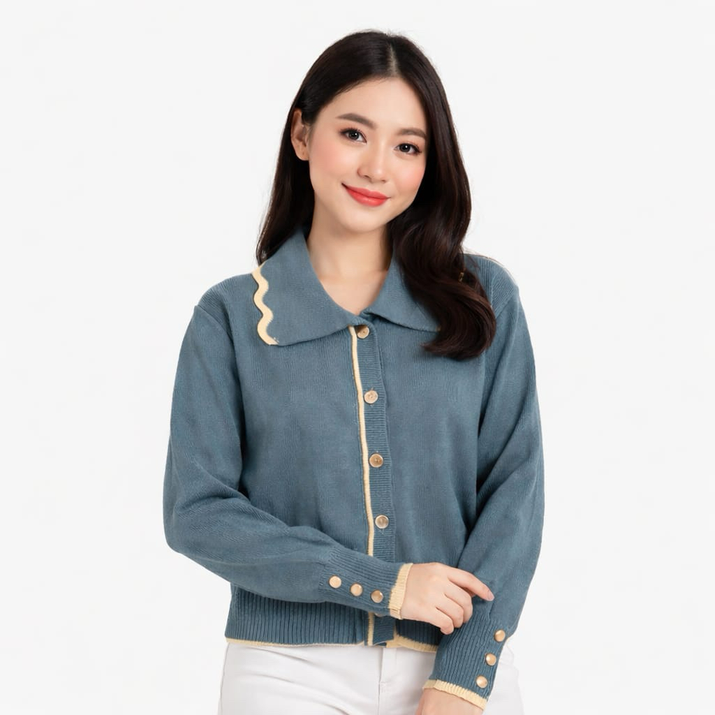 เสื้อท็อปสตรีลายทางถักหนา Revita Cardy